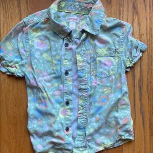 Cat & Jack Kids' Green Patterned Space Flowers Shirt